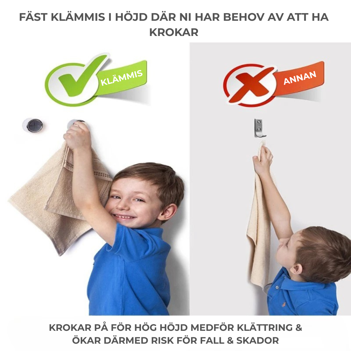 Klämmis - självhäftande hållare för disktrasa och handdukar