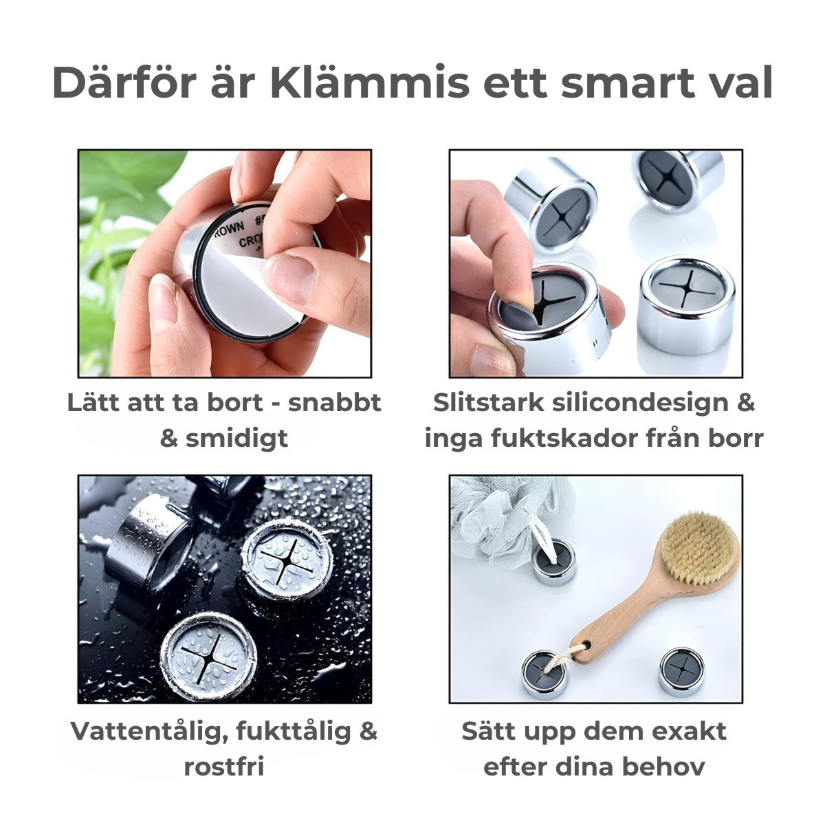 Klämmis - självhäftande hållare för disktrasa och handdukar